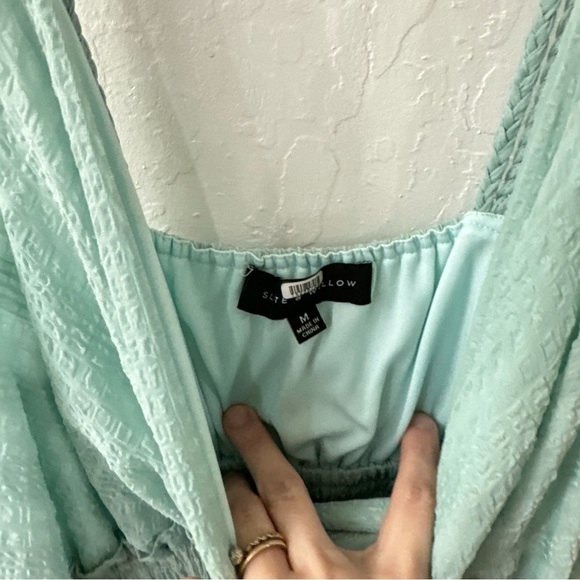 Slate & Willow Blue Tiered Swiss Dot Braided Tank V Neck Maxi Dress Size Medium - Picture 7 of 9